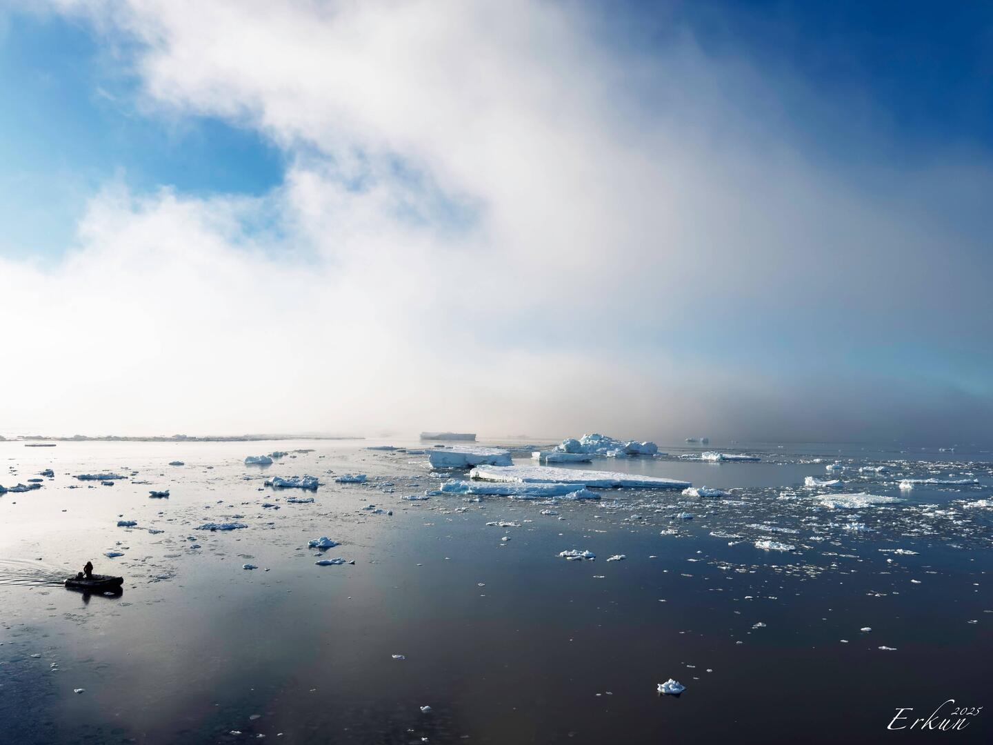 Fog moving in on one side of the ship — Gould Bay, Antarctica.