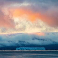 Sunset as we head north out of the Weddell Sea — Antarctica.