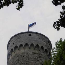 Seit 1989 weht nun wieder die estnische Flagge auf dem "langen Hermann" neben dem Parlament
