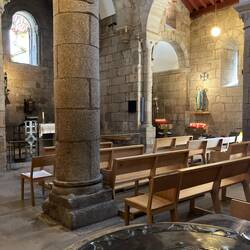 From the baptismal area, note the scallop shell
