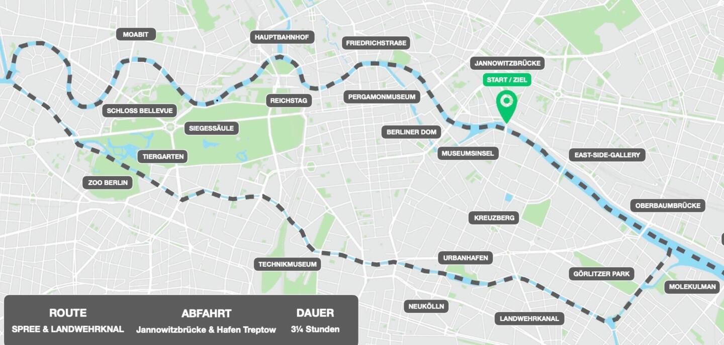 Schiffsrundfahrt über die Spree und den Landwehrkanal
