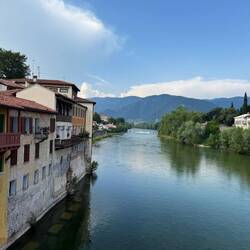 The river flowing through town