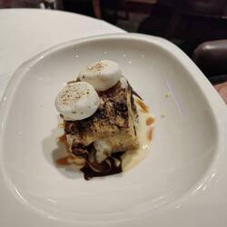 Rocky Road Bread Pudding, with marshmallow, pecans and salted butterscotch sauce 🤤