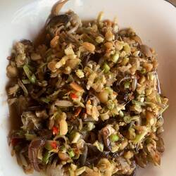 Marinated baby rice field crabs with lemon grass and peanuts