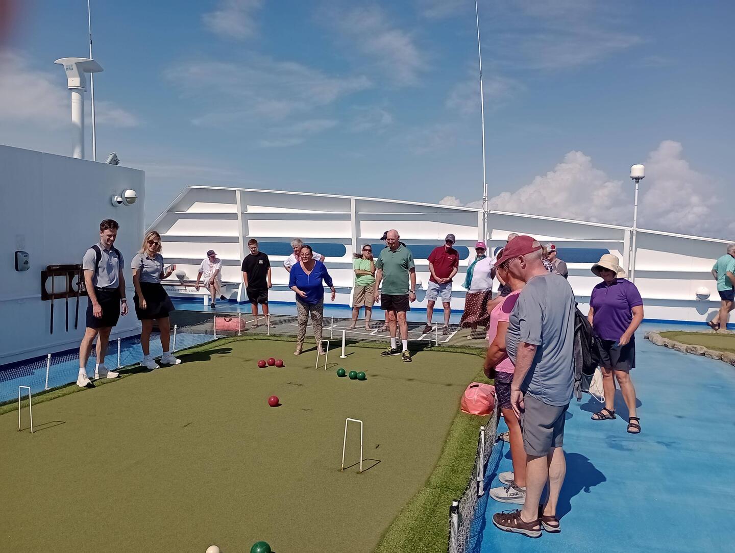 Bocce action on the top deck