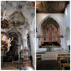 1.Bild - Kirche des Klosters nur für die Mönche. 2.Bild - nebenan die Kirche für das gemeine Volk.