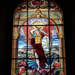 Stained glass windows. Cathedral of San Jose.