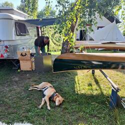 Uwe bereitet seinen Pottlach-Beitrag zu, Lucy 🐕 ist erschöpft