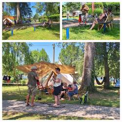 Gespräche und Fachsimpeln im Schatten