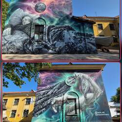 Unser Blick aus dem WoMo auf dem Parkplatz.