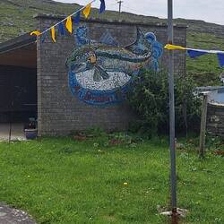 Mosaic on school wall