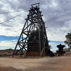 The headframe is the only surviving large timber incline headframe in Australia