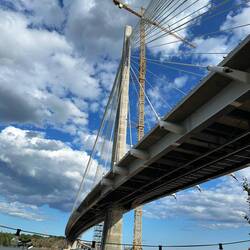 Die Brücke im Bau für Tram, Velos und Fussgänger