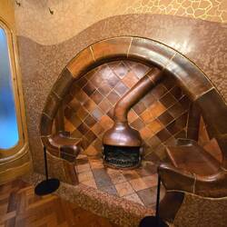 Wood fire place to warm the seats