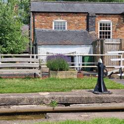 Beautiful stone planter with fragrant lavender at this lock