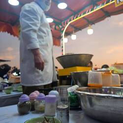 Stall number 3, run by Mr. Hassan, top rated Babbouche (Moroccan snail soup) seller