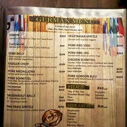 So denkt Südafrika was auf einer deutschen Speisekarte stehen muss.