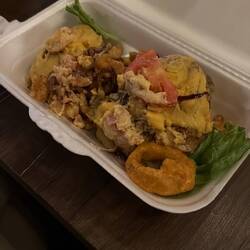 Das war eher ein Käseauflauf, denn Cordon Bleu. Aber so mögen's die Südafrikaner. Wir eher weniger.