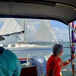 Committee boat for the race