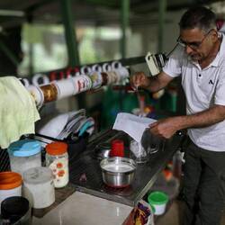 Jose makes sugarcane juice.