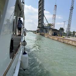 Sometimes we have to wait for a lift bridge or a drawbridge as well