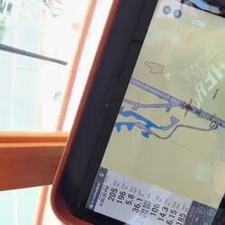 Raising a liftbridge for us. Can't pass until the light goes green.