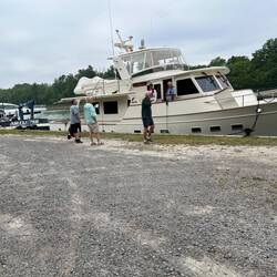 About to start the Welland, waiting for a down-bound freighter. Conversing with delivery captains.