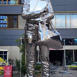 A statue of a music student outside our hotel.
