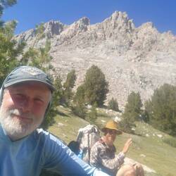 Rest break at Evolution Lake