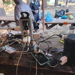 Typical electronics charging station for hikers