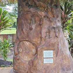 This wooden monument was carved into a relief map.