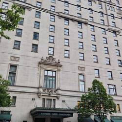 Outside the Fairmont hotel