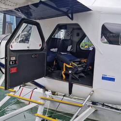 The tiny interior fits 5passengers and the pilot