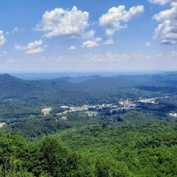 At the highest peak in Georgia looking down over the town of Clayton.