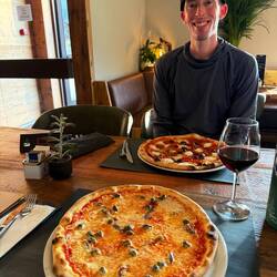 Pizza dinner at our bed and breakfast