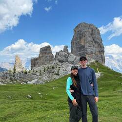 Us in front of a cool formation on Cinque Torri