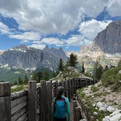 Chelsea exploring the trenches on Cinque Torri