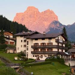 View of the sunset reflecting off the mountains to end our night