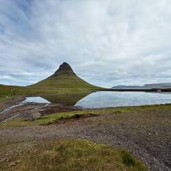 Kirkjufell reflected in a lake