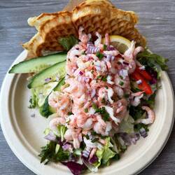 Waffel mit Crevetten