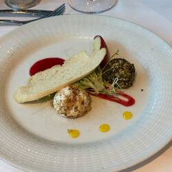 Goat cheese nut crusted praline