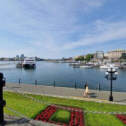 The inner harbour. The flower beds spell out well to Victoria