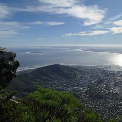 Signal Hill with Robben Island beyond and downtown to the right
