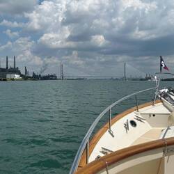 The new (unfinished) cable-stayed Gordie Howe suspension bridge
