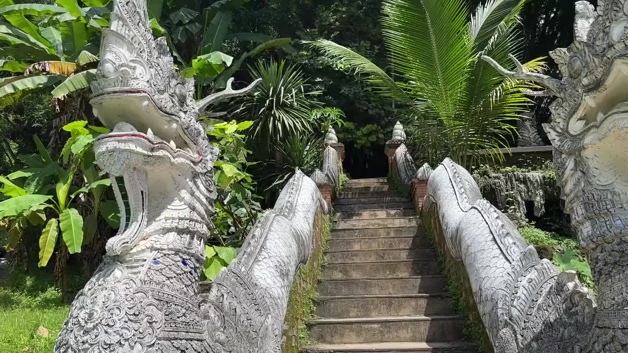 The naga staircase which led to a second staircase flanked by lions.