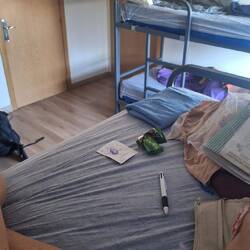 My bedroom...yep, I got the top bunk tonight! But only 6 in the room so not crowded