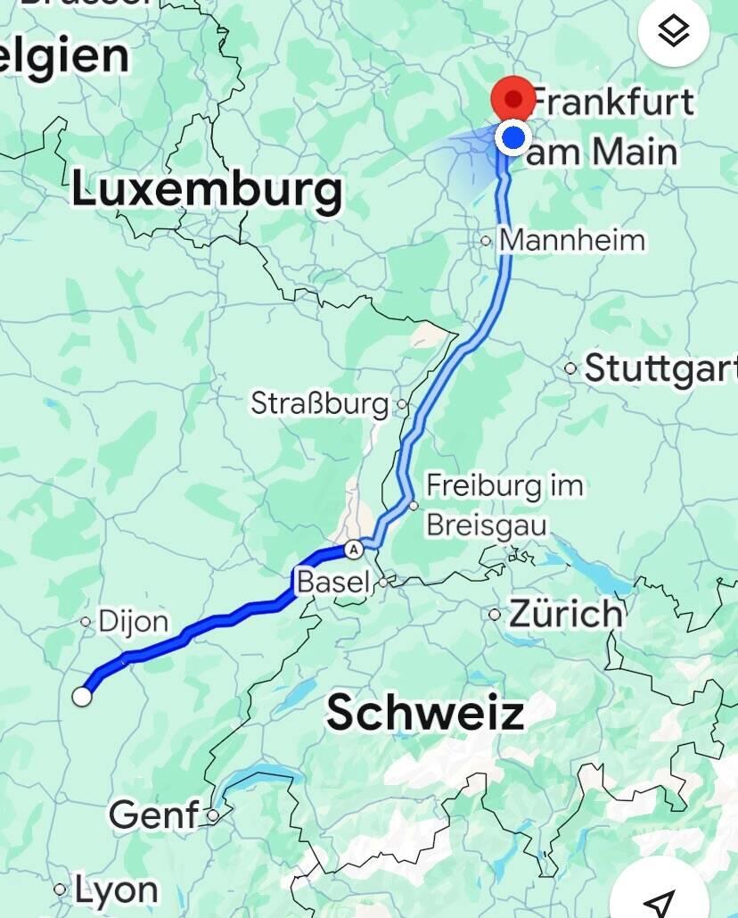 Heutige Strecke - 540km