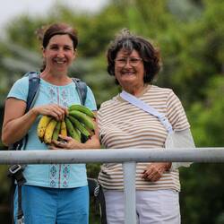 With Silena, the owner of the "Pequeña Helvetica" farm. She gave us bananas.