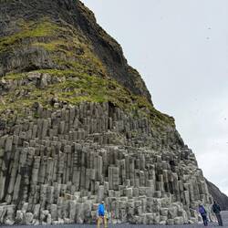 Black sand beach & basalt columns