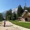 A church on the side of the lake